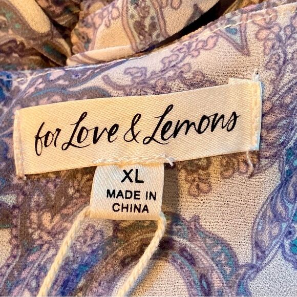 NEW REVOLVE For Love and Lemons Paisley Floral Ruched Mini Skirt Gray Pink XL - Picture 9 of 12